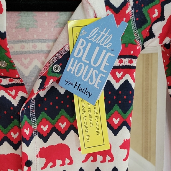 ITTLE BLUE HOUSE Hatley Isle Bear Onesis Adult Size 8 Christmas Winter - Picture 9 of 10